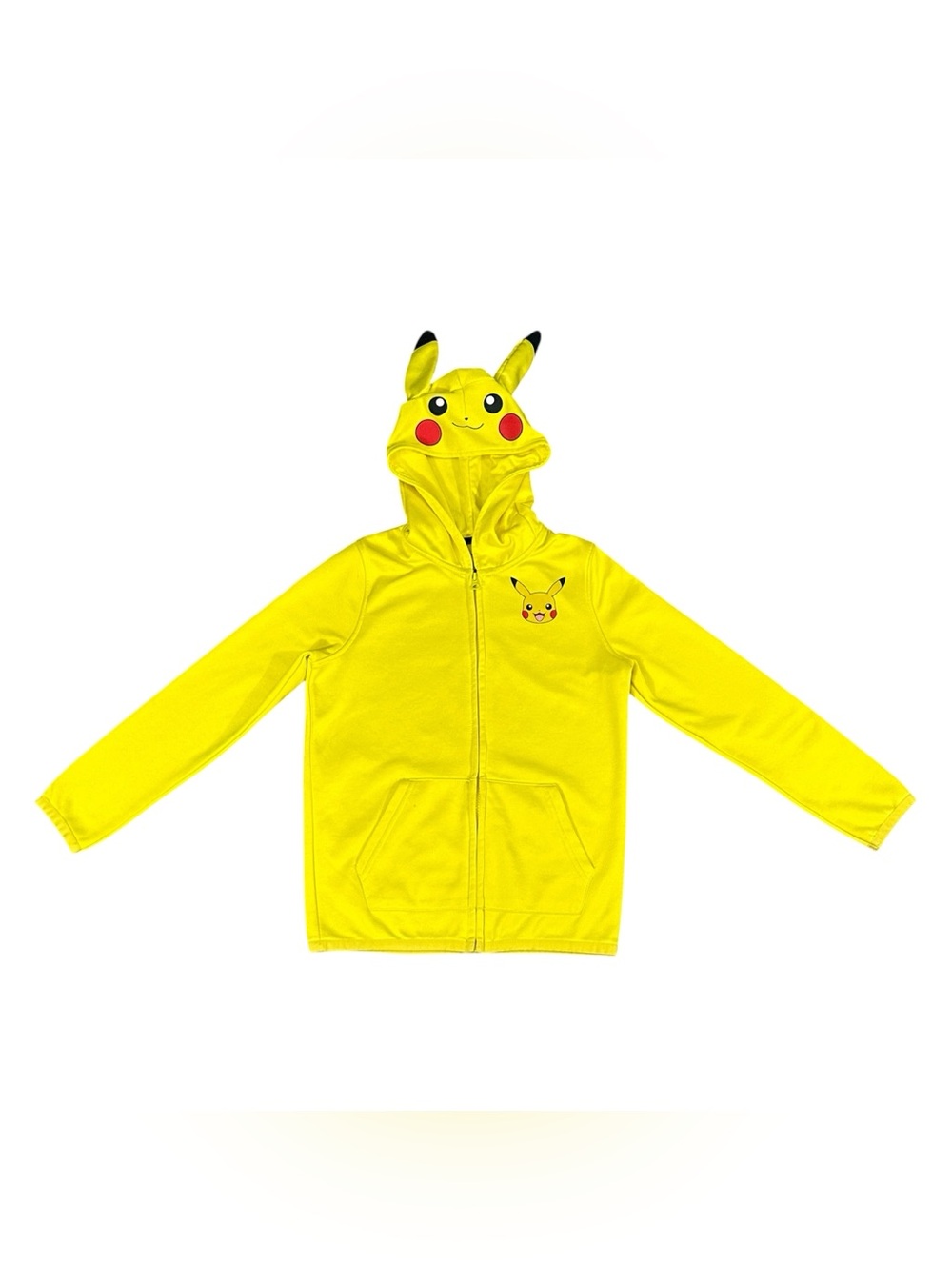 Pokemon Pikachu Kids Size 8 Yellow Full Zip Hoodie 3D Ears Fleece